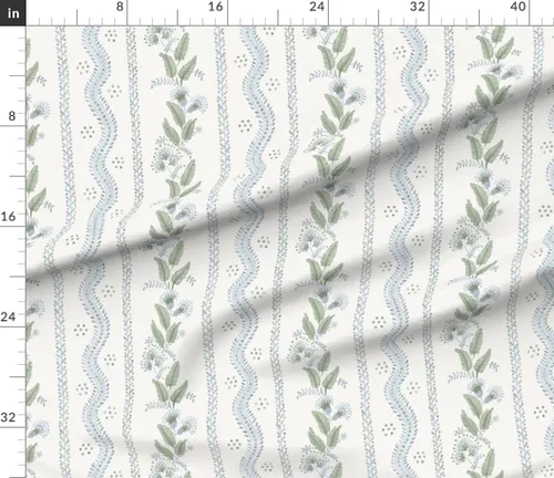 Vista 3 de Spoonflower Tela Pastel Preppy Azul Claro Verde sobre Algodón Pétalo