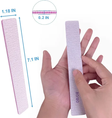 Vista 4 de Limas de uñas de grano 80/80, lima de uñas de junta de papel de lija para uñas acrílicas y de gel, lima de uñas gruesa de doble cara de grano 80