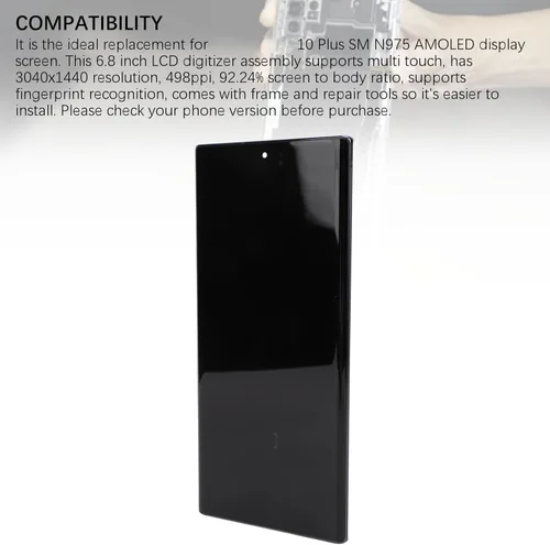 Vista 3 de Dpofirs for Note 10 Plus 6.8 Inch LCD Screen Replacement with Frame & Tools, Supports Fingerprint & 3D Touch, Digitizer Assembly for SM N975 Repair