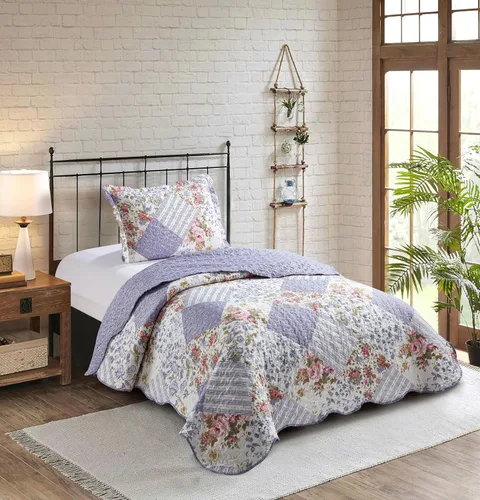 Vista 35 de Brilliant Sunshine Juego de edredón de 3 piezas con 2 fundas de almohada, colcha reversible, colcha suave y ligera, para todas las estaciones, Gris