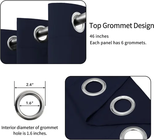 Vista 266 de Easy-Going - Cortinas opacas para dormitorio, aislamiento térmico sólido con ojales, cortinas de ventana para reducción de ruido, cortinas