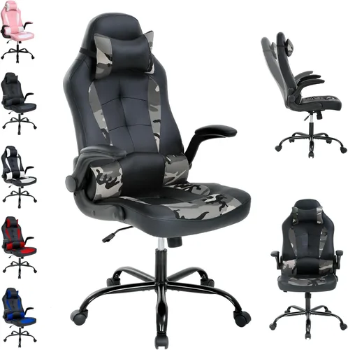 Silla de videojuegos, silla ergonómica para computadora, silla de escritorio para juegos de oficina con soporte lumbar y reposacabezas, silla de
