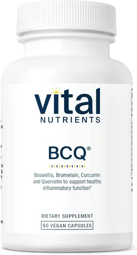 Vital Nutrients BCQ | Suplemento vegano de boswellia, bromelina, curcumina y quercetina | Suplemento de apoyo articular | Apoya la salud de los