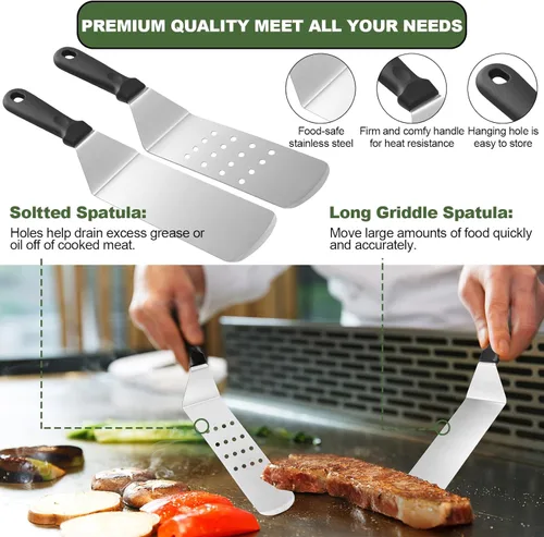 Vista 3 de Juego de accesorios para parrilla de 30 piezas, juego de accesorios para parrilla de parte superior plana para Blackstone y Camp Chef, juego