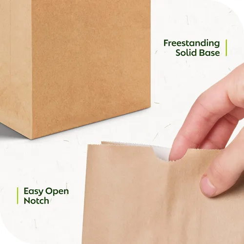 Vista 5 de CulinWare Bolsas de papel marrón forradas con cera de 1 libra, resistentes a la grasa, ecológicas, desechables, parte superior plegable, 250