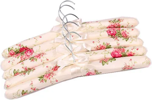 Vista 8 de Perchas acolchadas para ropa, colgador de satén, perchas acolchadas para mujer, suéteres (5 unidades)