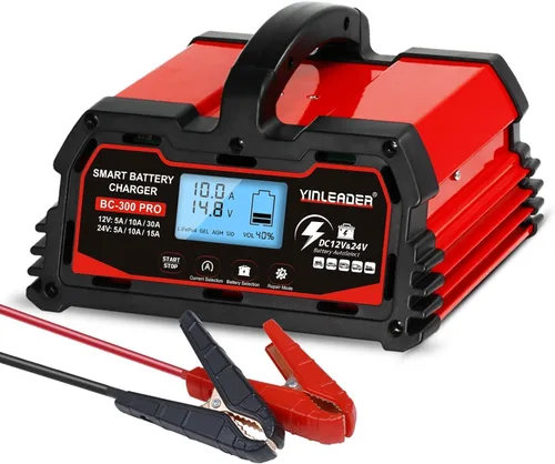 Cargador de batería 30A, 12V/24V, cargador de batería inteligente de plomo y ácido, cargador de batería de goteo de 12V LiFePO4 para coche