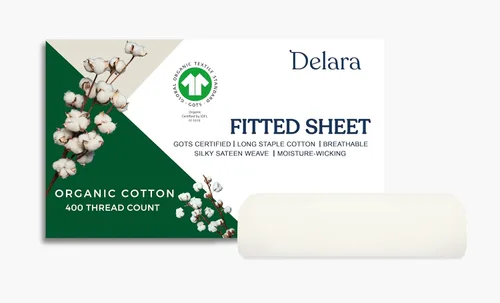 Vista 13 de Juego de sábanas bajeras de 2 piezas, 100 % algodón orgánico certificado GOTS, algodón de fibra larga de 400 hilos, ultra suave, sedoso, absorbe