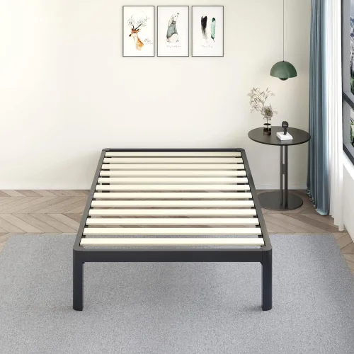Vista 9 de MAF - Base de cama metálica de 18 pulgadas, tamaño individual, con patas redondas anticolisión, color negro, base de cama resistente de 3500 libras