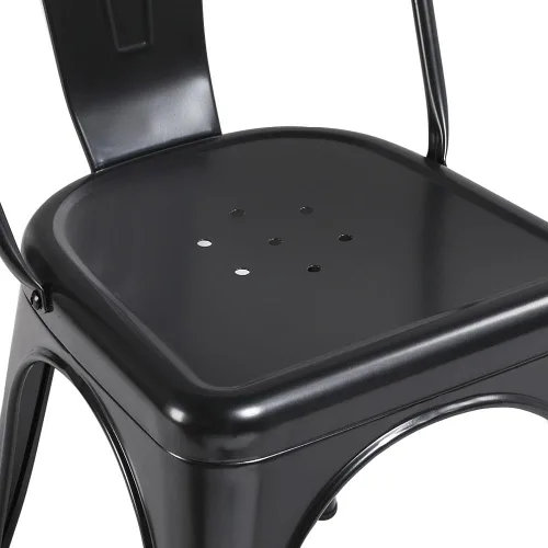 Vista 26 de Yaheetech Juego de 4 sillas de comedor de metal, sillas de cocina apilables industriales con asiento superior de madera para comedor, restaurante