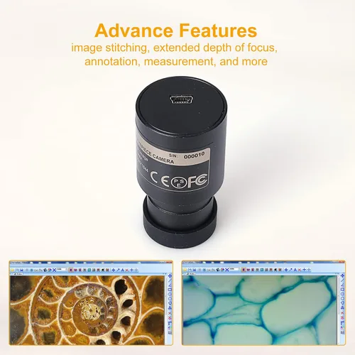 Vista 6 de Swift Microscopio monocular compuesto SW200DL con aumento 40X-1000X, capacidad inalámbrica para estudiantes principiantes, cámara de 5MP y software