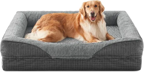 Vista 9 de INVENHO - Cama ortopédica para perros de tamaño mediano, sofá de espuma viscoelástica con diseño de huevera y funda extraíble lavable, forro