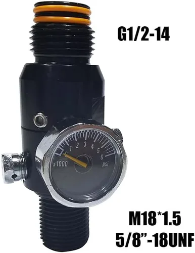 Vista 2 de Válvula reguladora HPA para Paintball Airsoft PCP Aire comprimido CO2 Nitrógeno Cilindro Tanque Botella 4500psi Entrada, Salida 800psi 1800psi