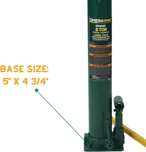 Vista 3 de Omega Pro Gato hidráulico largo Ram - Capacidad de 8 toneladas con base plana para tienda de garaje auto, OP800S