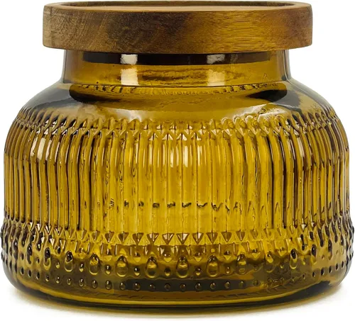 Vista 13 de Recipiente de almacenamiento de alimentos decorativo de vidrio ámbar con tapa hermética de madera 720 ml 2 piezas, recipientes de almacenamiento