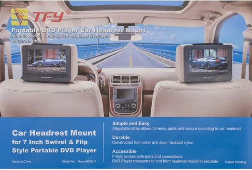 Vista 6 de Soporte para reposacabezas de coche para reproductor de DVD portátil giratorio y abatible, 7 pulgadas