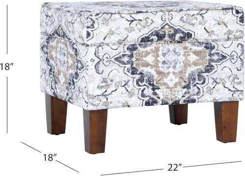 Vista 3 de Homepop Decoración para el hogar K7646-A862 Otomana de almacenamiento rectangular moderna tapizada Otomana con tapa con bisagras