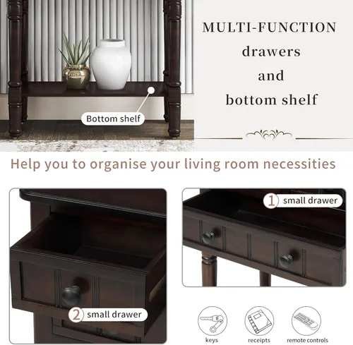 Vista 4 de Knocbel Narrow Entry Console Table with 3 Storage Drawers and Bottom Shelf, Entryway Hallway Foyer Sofa Table with Legs, 23.7" W x 13" D x 31.1" H