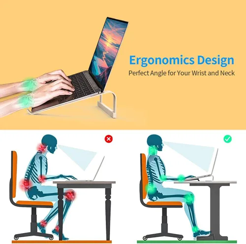 Vista 3 de LENRUE Soporte de computadora portátil para escritorio, soporte estable para MacBook Pro, elevador ergonómico de aluminio para computadora de 12