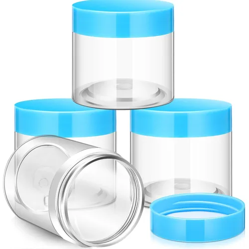 Vista 39 de Patelai 4 piezas de recipientes de plástico transparentes redondos de boca ancha a prueba de fugas con tapas para almacenamiento de viaje