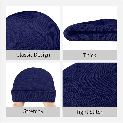Vista 8 de Skull Skeleton Bone Middle Finger Unisex Four Seasons Knitted Hat Winter Warm Hats Hats for Men Women One Size Navy Blue
