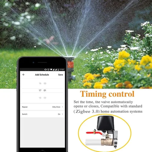 Vista 5 de Jinvoo Válvula de agua Zigbee, válvula de agua inteligente, actualización de cierre de válvula de agua inteligente, temporizador de riego automático