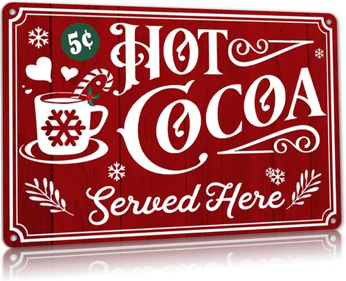 Vista 8 de Letrero de Chocolate Caliente – Accesorios de Barra de Cacao Caliente de Navidad – Decoraciones de Suministros de Estación de Cacao – Decoración