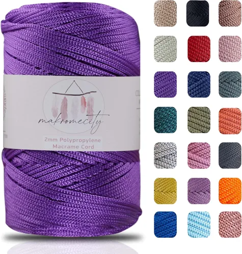 Vista 49 de Makromecity, Cordón de macramé de poliéster de 2 mm x 250 yardas (750 pies) Cordón de macramé de 2 mm de polipropileno para arte y manualidades