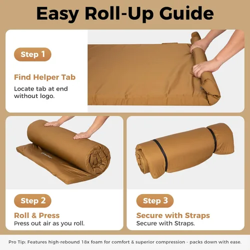 Vista 5 de Kingcamp Comfort XXL Wide Perforated PU Foam Cot Mattress, Portable Roll Up Camping Mattress Cot Mat, Sleeping Mat with Roll Helper for Cot pad