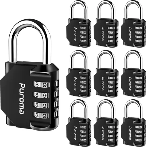 Vista 41 de Puroma - Candado impermeable de combinación de 4 dígitos, para intemperie, para casillero escolar o deportivo, valla, caja de herramientas, puerta