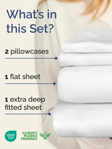 Vista 2 de Juego de sábanas de bolsillo extraprofundo, transpirables, refrescantes, suaves, de ajuste fácil y seguro, sin arrugas y cómodas, para hotel, 4