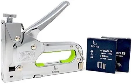Pistola de grapas resistente 3 en 1, grapadora de acero inoxidable operada a mano, clavadora de brad, herramienta de tachuela con 2000 grapas