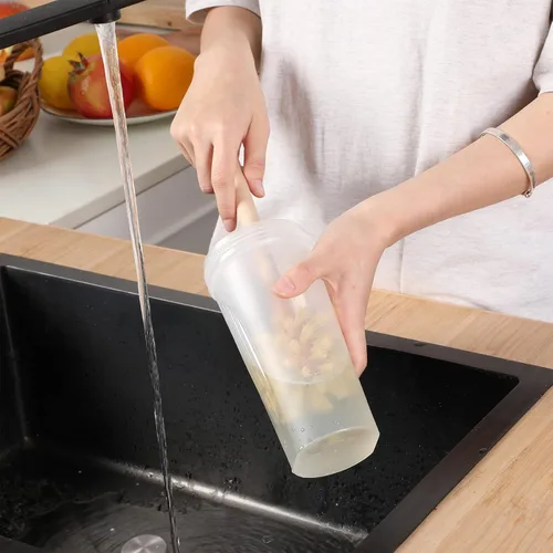 Vista 5 de Gejoy 6 cepillos de madera natural con cerdas largas de mango de madera de haya para limpiar botellas, tazas, tarros, vasos, platos, jarrones