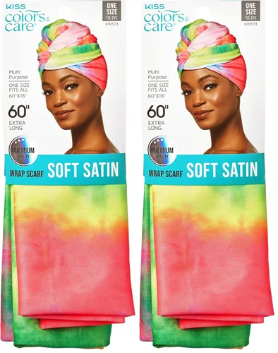 Vista 17 de KISS COLORS & CARE Bufanda de Satén Suave y Envolvente - Negra, De Larga Duración, Multiusos, Bufanda Suave y Premium para Minimizar el Frizz