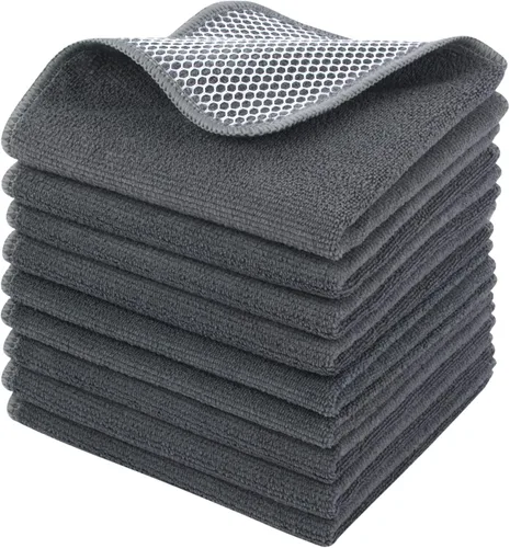 Vista 23 de KinHwa Paños de Cocina para Platos de Microfibra Absorbente de Secado Rápido con Lado de Fregado Poly Scour Ideal para Limpieza de Cocina