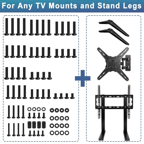 Vista 5 de Juego de tornillos de montaje universal para TV con soporte, tornillos y arandelas espaciadores M4 M5 M6 M8, tornillos de repuesto para Samsung TCL