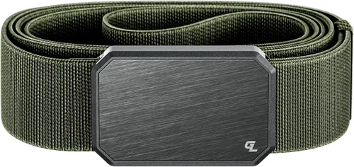 Vista 21 de Groove Life - Cinturón de nailon elástico para hombre con hebilla magnética de aluminio Gun Metal / Dark Earth