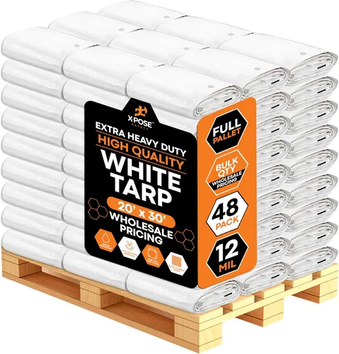 Vista 103 de Xpose Safety Lona protectora de polietileno plateado resistente de 5 x 7 pies - Funda protectora multiusos - Duradera, resistente al agua