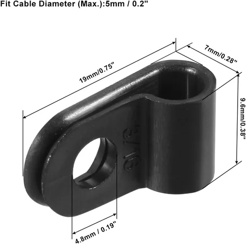 Vista 3 de uxcell 200 Uds Nylon R-Type Cable Clamp Organizador Cable Clips para Gestión de Cables 0.197 in Negro CC-0.5