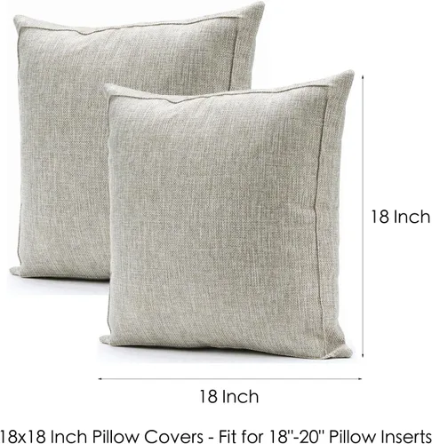 Vista 7 de Jepeak - Fundas de cojín de arpillera, paquete de 2 fundas de almohada cuadradas sólidas, gruesas y decorativas para el sofá o sillón, estilo casa