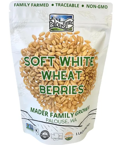 Palouse Brand Granos de Trigo Blanco Suave Certificados Sin Residuos de Glifosato | 1 LB | Cultivado por Familias en el Estado de Washington | 100%