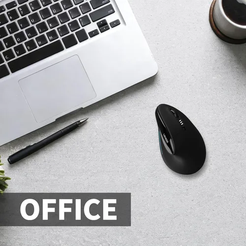 Vista 7 de Uineer Ratón ergonómico, mouse vertical inalámbrico recargable con Bluetooth, LED de 7 colores, 4 DPI ajustables, USB-A, alivio de tensión de Negro