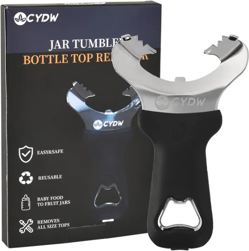 Vista 9 de CYDW Herramienta para abridor de tarros Mason con mango suave al tacto, sin abolladuras ni daños en la tapa, abrelatas manual multiusos, removedor