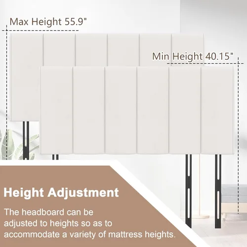 Vista 33 de HAOBO Home Cabeceros tapizados plegables Queen/Full de lino con ajustes de altura