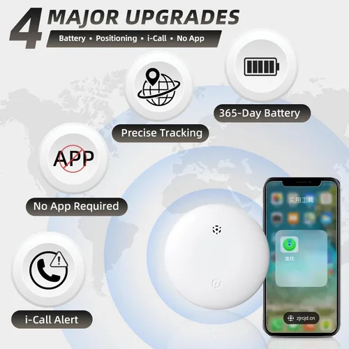 Vista 4 de Paquete de 2 buscadores de artículos Bluetooth Localizador de billetera de equipaje con llaves para iOS y Android Sin GPS, muestra la última