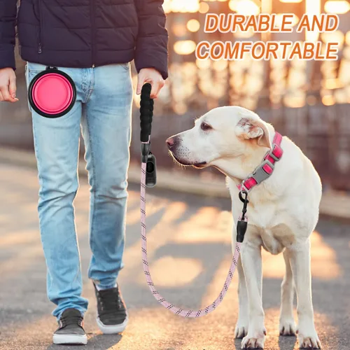 Vista 8 de BARKBAY - Correas para perros grandes, resistentes, de 4/5/6 pies, con cómoda asa acolchada y hilos altamente reflectantes para perros medianos