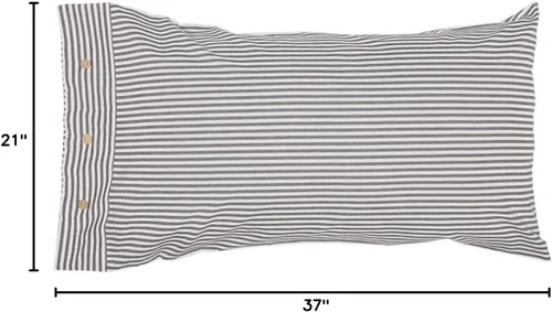 Vista 3 de Piper Classics Farmhouse Ticking Stripe Blue King Sham, 21" 37", 100% algodón