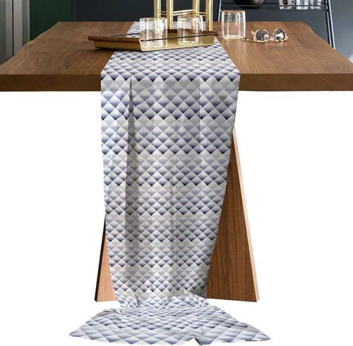 Double Love Abstract Blue Chiffon Table Runner 55 Inches Long, Voile Sheer Tulle Runner for Rustic Wedding Reception Bridal Shower Decorations