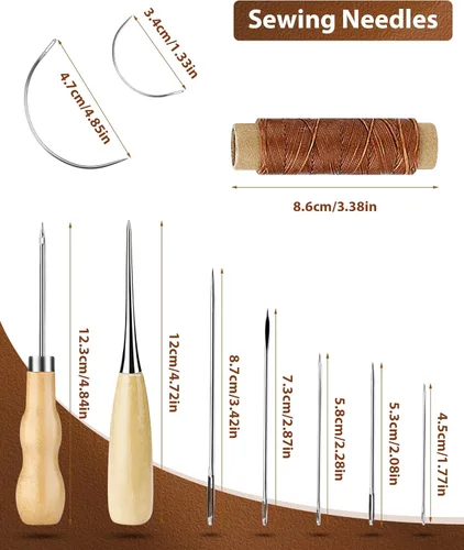 Vista 4 de PLANTIONAL Leather Working Tools for Beginners: Professional Leather Craft Kit with Waxed Thread Groover Awl Stitching Punch for Leathercraft Adults