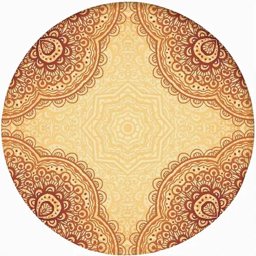 Vista 13 de Mantel redondo ajustable con borde elástico, patrón de mandala marrón en poliéster estampado oscuro, tamaño XL, se adapta a mesas redondas de hasta